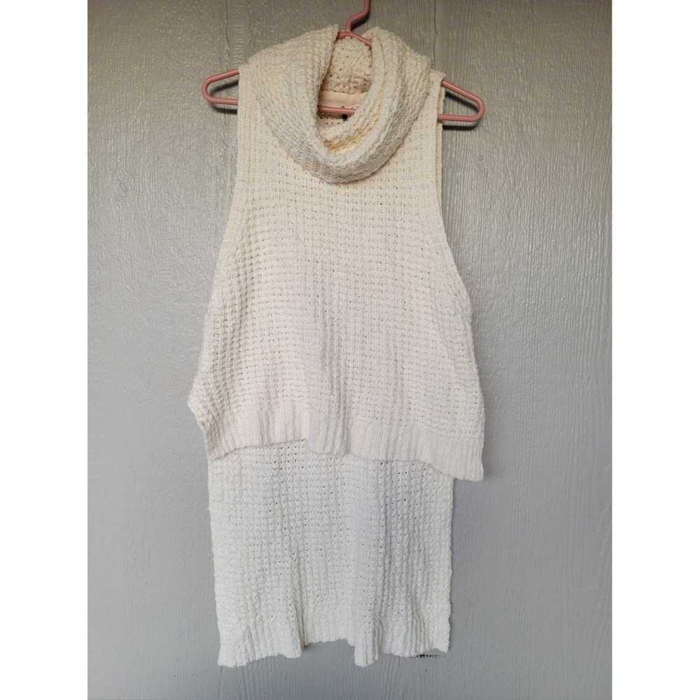 Women's Free People Skyscraper Ivory Cowl Neck Chunky Knit Sleeveless Sweater XS